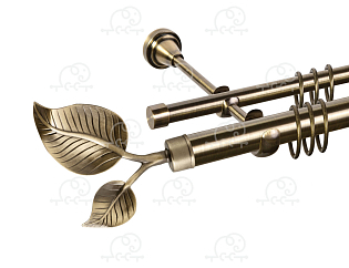 Карниз для штор двухрядный «Лист большой» D25Г/16Г антик