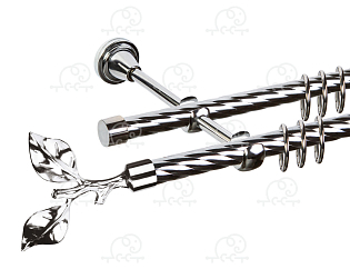 Карниз для штор двухрядный «Лист розы» D16К/16К хром