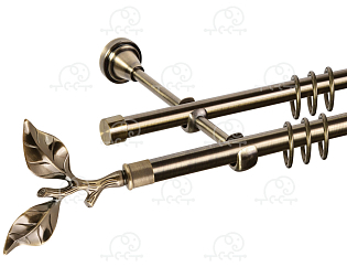 Карниз для штор двухрядный «Лист розы» D16Г/16Г антик