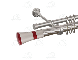 Карниз для штор двухрядный «Люксор» D25К/16Г сатин/красный