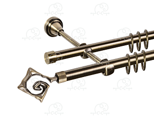 Карниз для штор двухрядный «Лабиринт» Ø16Г/16Г антик