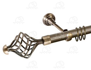 Карниз для штор однорядный «Ажур» D25Р антик