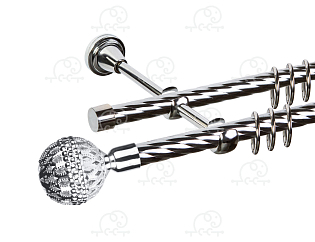 Карниз для штор двухрядный «Гуидо» D16К/16К хром