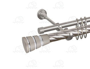 Карниз для штор двухрядный «Пегас» D25К/16Г сатин/хром