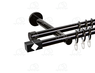 Карниз для штор двухрядный «Тандем» D19Г/19Г чёрный