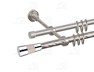 Карниз для штор двухрядный «Конус 3-х цвет.» D16К/16Г сатин/хром