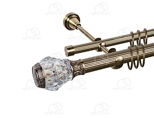 Карниз для штор двухрядный «Мурано» D25Р/16Р антик