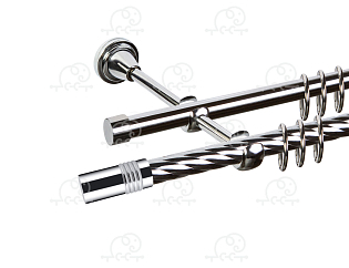 Карниз для штор двухрядный «Цилиндр» D16К/16Г хром