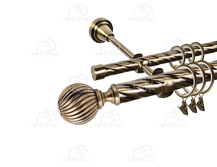 Карниз для штор двухрядный «Орион» D25К/16К антик