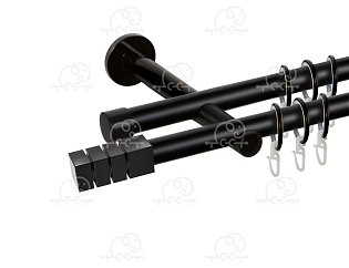 Карниз для штор двухрядный «Нордик» D19Г/19Г Черный Матовый