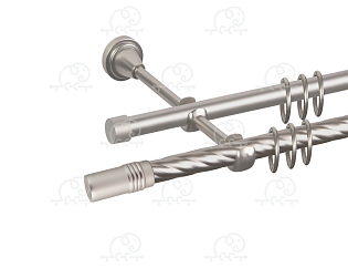 Карниз для штор двухрядный «Цилиндр» D16К/16Г сатин