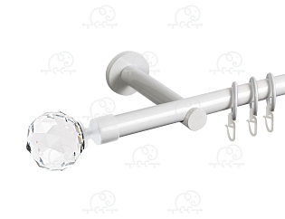 Карниз для штор однорядный «Кристалл» D19Г белый