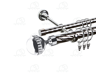 Карниз для штор двухрядный «Авея» D25К/16К хром