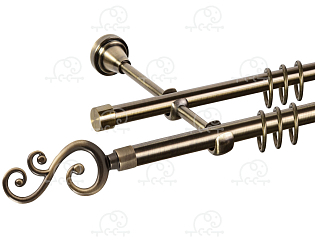 Карниз для штор двухрядный «Лоза» D16Г/16Г антик