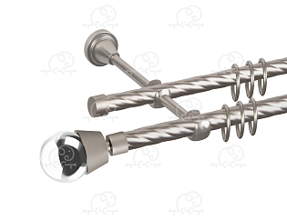 Карниз для штор двухрядный «Жемчужина» D16К/16К сатин/хром