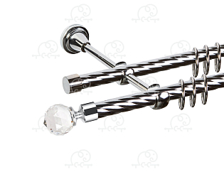 Карниз для штор двухрядный «Кристалл» D16К/16К хром