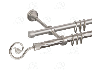 Карниз для штор двухрядный «Завиток одинарный» D16К/16Г сатин