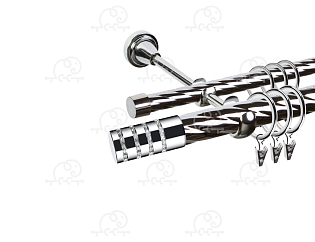 Карниз для штор двухрядный «Зевс» D25К/16К хром