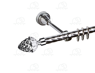 Карниз для штор однорядный «Шишка» D16К хром