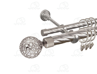 Карниз для штор двухрядный «Метеор» D25К/16К сатин