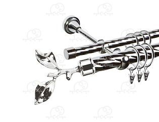 Карниз для штор двухрядный «Лист розы» D25К/16К хром