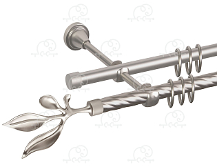 Карниз для штор двухрядный «Баваро» D16К/16Г сатин