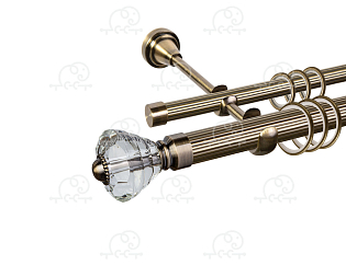 Карниз для штор двухрядный «Кастилия» D25Р/16Р антик