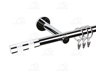 Карниз для штор однорядный «Валес» D19Г хром/белый