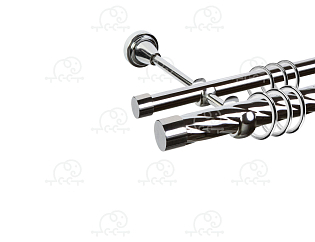 Карниз для штор двухрядный «Заглушка закругленная» D25К/16Г хром