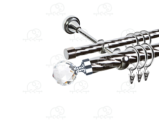 Карниз для штор двухрядный «Кристалл» D25К/16К хром