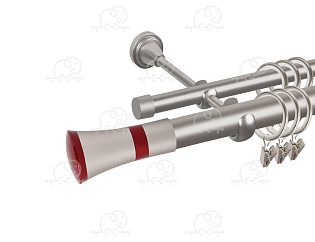 Карниз для штор двухрядный «Люксор» D25Г/16Г сатин/красный