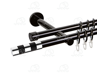 Карниз для штор двухрядный «Валес» D19Г/19Г чёрный