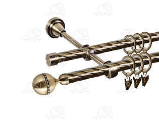Карниз для штор двухрядный «Кортеза» D16К/16К антик
