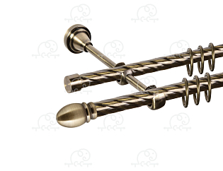 Карниз для штор двухрядный «Белуно» D16К/16К антик