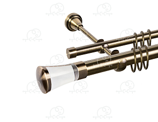 Карниз для штор двухрядный «Люксор Стекло» D25Г/16Г антик