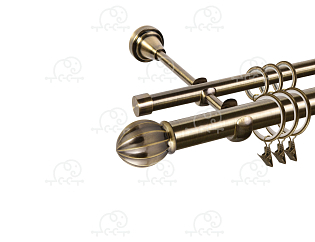 Карниз для штор двухрядный «Тапас» D25Г/16Г антик