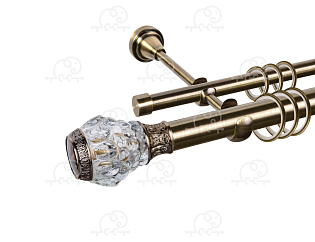 Карниз для штор двухрядный «Мурано» D25Г/16Г антик