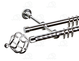 Карниз для штор двухрядный «Булава» D16К/16Г хром