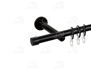 Карниз для штор однорядный «Заглушка Закругленная» D19Г Черный Матовый