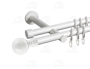 Карниз для штор двухрядный «Шар большой» D19Г/19Г белый