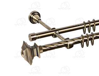 Карниз для штор двухрядный «Верди» D16К/16Г антик