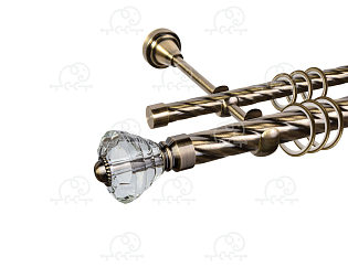 Карниз для штор двухрядный «Кастилия» D25К/16К антик