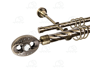 Карниз для штор двухрядный «Игнацио» D25К/16К антик