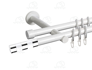 Карниз для штор двухрядный «Валес» D19Г/19Г белый