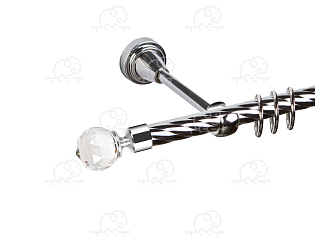 Карниз для штор однорядный «Кристалл» D16К хром