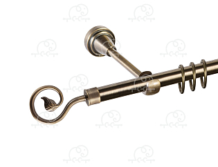 Карниз для штор однорядный «Завиток одинарный» D16Г антик