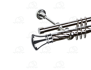 Карниз для штор двухрядный «Колокол» D25К/16Г хром