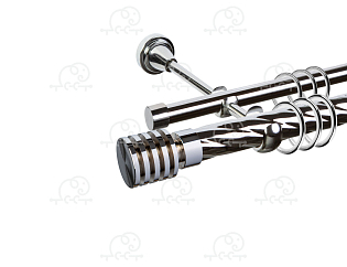 Карниз для штор двухрядный «Наварра» D25К/16Г хром