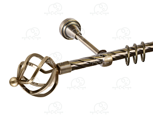 Карниз для штор однорядный «Булава» D16К антик