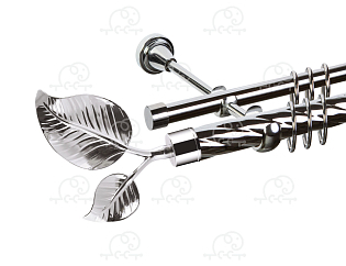 Карниз для штор двухрядный «Лист большой» D25К/16Г хром